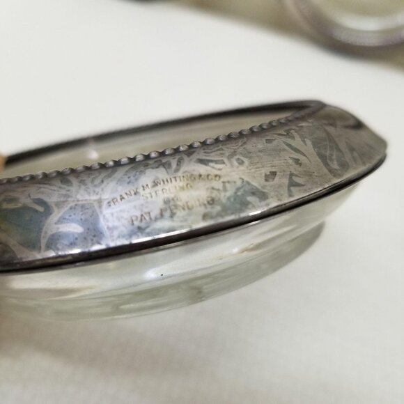 4 Sterling Silver Frank M Whiting Glass Coasters Vintage Sunburst MCM Home Decor - Picture 5 of 5